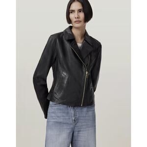 AllSaints Women's Size 6 Vela Slim Fit Leather Biker Jacket Black HR4-30